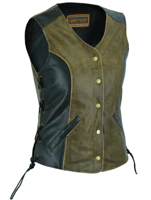 WOMEN’S STYLISH LONGER BODY ¾ SIDE LACES TWO TONE VEST